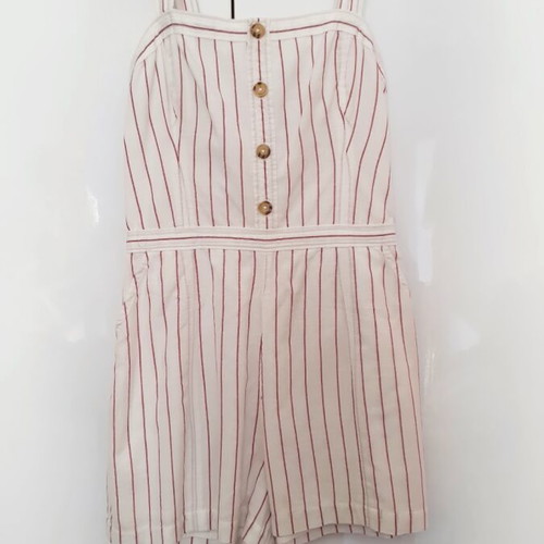 Abercrombie and Fitch linen jumpsuit white with burgundy stripes like new