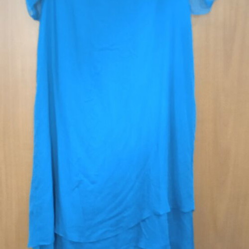 Dress turquoise, like new, medium to large size, airy with puff sleeves