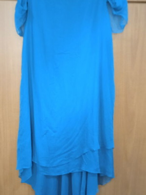 Dress turquoise, like new, medium to large size, airy with puff sleeves