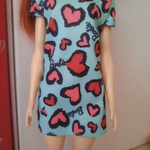Mattel Barbie Chic Ginger Redhead doll with blue heart dress GHW48