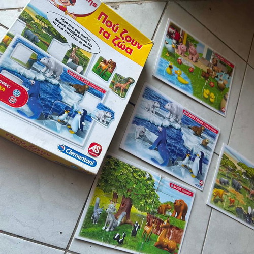 Puzzle for babies "Where Do Animals Live?" used educational