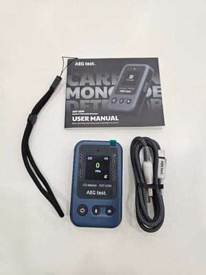 AEG AGT-2309 φορητός ανιχνευτής CO νέος με επαναφορτιζόμενη μπαταρία και συναγερμό