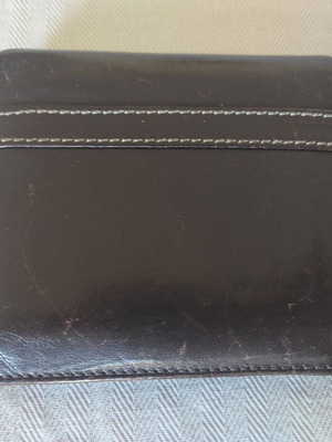 Leather brown wallet used with multiple compartments