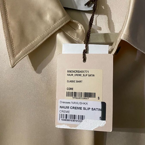Nanushka satin slip fabric shirt new, beige and white