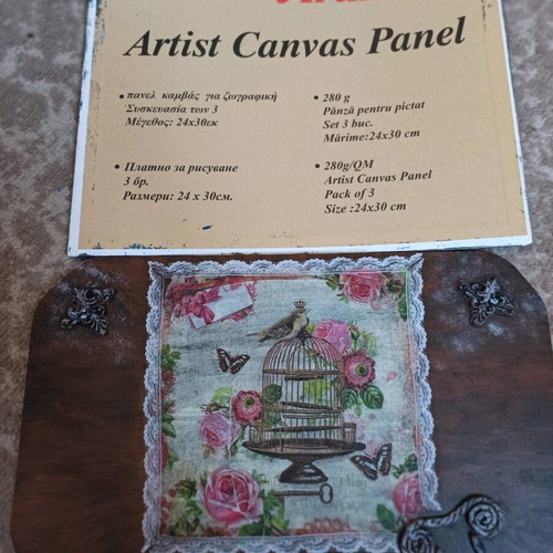 Decorative frame like new with cage and embossed designs, wooden