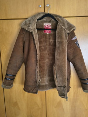 Vintage B-3 Bomber Jacket Just Win used, brown faux suede