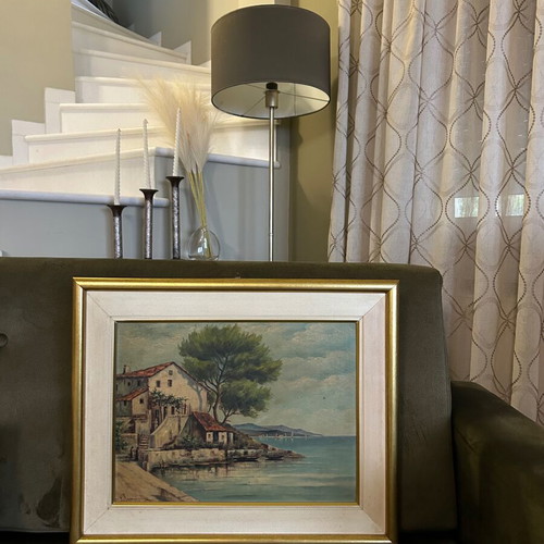 Painting E. Tsakiris Landscape used, 1955-1960, framed