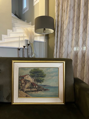 Painting E. Tsakiris Landscape used, 1955-1960, framed