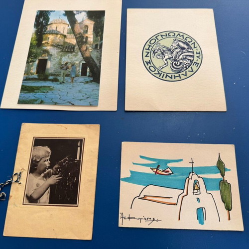 Rare greeting cards like new with handwritten painted card by Kyritsis