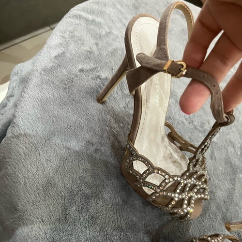 Sergio Rossi suede sandals with Swarovski new, size 39, beige