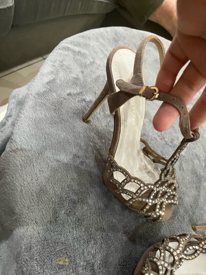 Sergio Rossi suede sandals with Swarovski new, size 39, beige