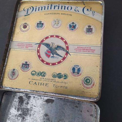 Dimitrino 1910s cigarette tin box, art nouveau style