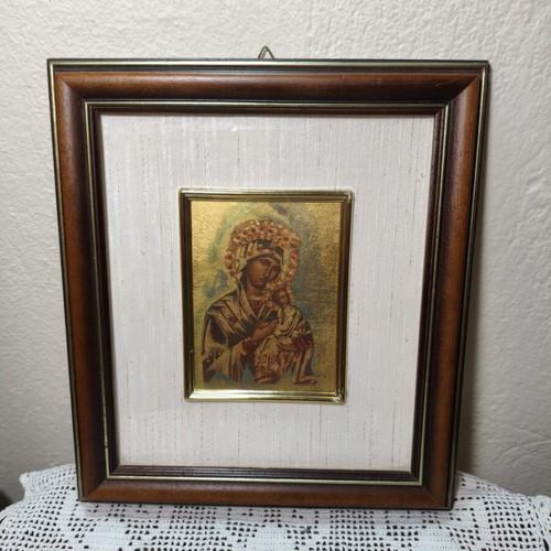 Christian Icon Panagia Vrefokratousa Gold Leaf handmade Italy like new