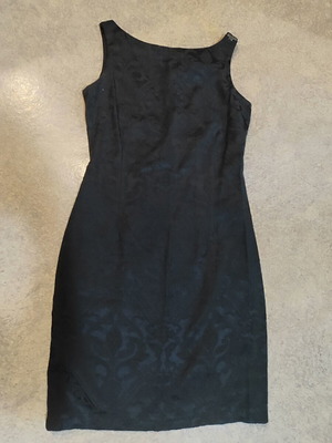 Makis Tselios mini black dress, brocade fabric