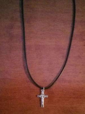 Leather pendant necklace cross new