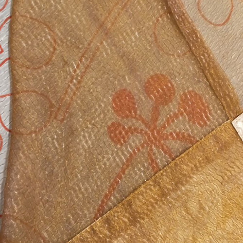 Curtain with rings like new, brown fabric with beige border