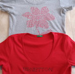 Benetton T-shirt used, size S, red and gray, set of 2