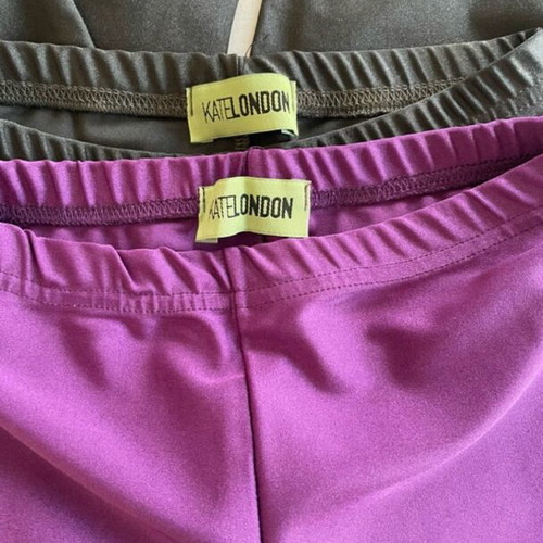 Kate London metallic leggings like new, charcoal and purple, pack of two