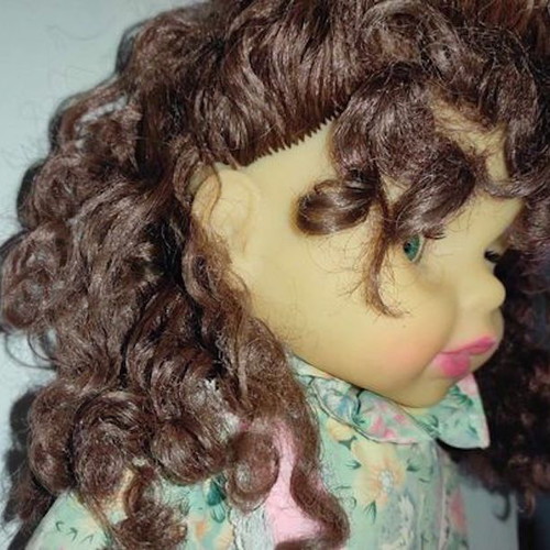 Cloth doll used, large 80 cm, plastic head and palms