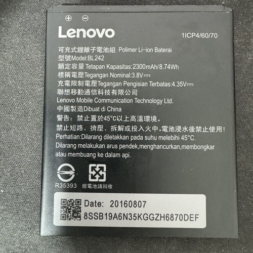 Lenovo BL242 battery used for A2020 A6000 A6010 K3 K30