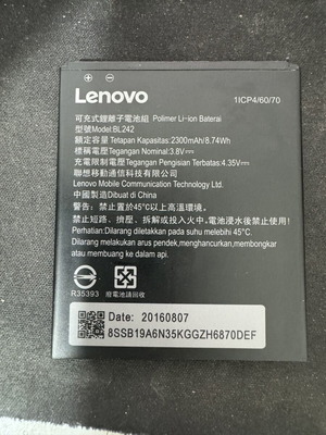 Μπαταρία Lenovo BL242 μεταχειρισμένη για A2020 A6000 A6010 K3 K30