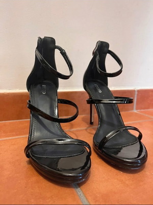 Migato black high-heeled sandals like new, size 37.5, 10cm heel