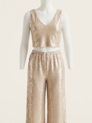 Sequin set with lining, medium size, top and pants