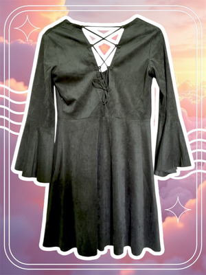 Mango suede dress cypress green like new, size Small-Medium