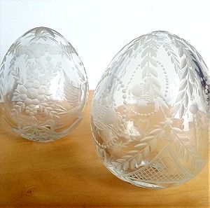 Κρυστάλλινα σκαλιστά διακοσμητικά αυγά (σετ των 2)