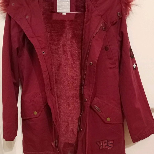 Evita Parka Jacket waterproof with inner fur, size 10, burgundy like new