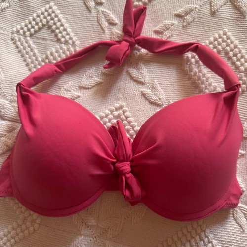 Pink bikini set used, vibrant color, size S