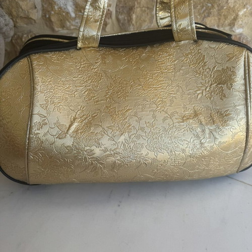Gold Floral Trolley travel bag like new, beige and gold
