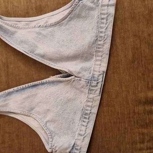 Stradivarius denim bustier top like new, faded blue, size XL
