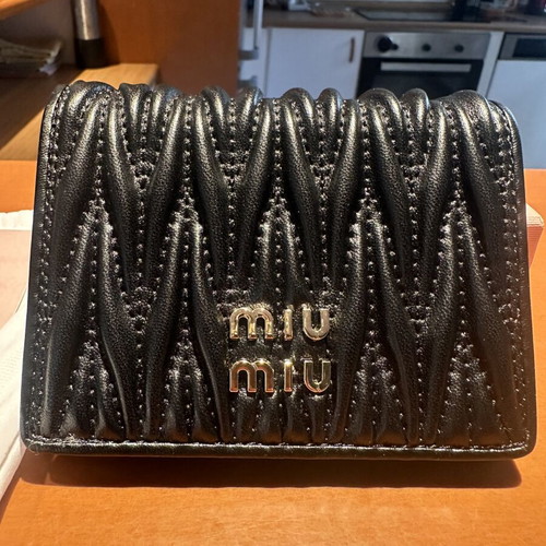 Miu Miu leather wallet new, black, with box