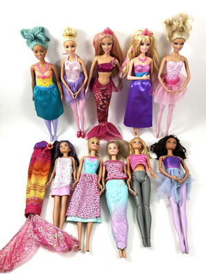 Κούκλες Barbie μεταχειρισμένες, πακέτο 10 με γοργόνες και αξεσουάρ