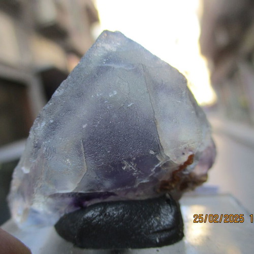Purple Fantom Fluorite mineral new, double crystallization, size 3 cm