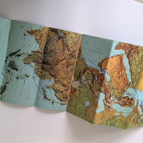 Alitalia Route Maps 1963 vintage foldable airline map used