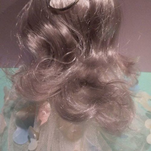 B.J.D Doll keychain with gray silver hair like new