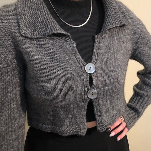 Italian wool knitted cardigan grey, size S-M, like new