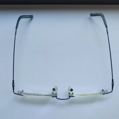 Griff Type Eyeglass Frame Used, Blue Metal Temples