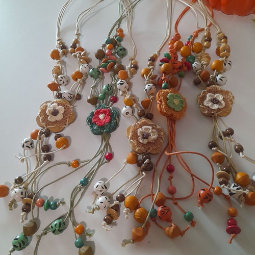 Boho handmade necklaces new, pack of 5 colorful