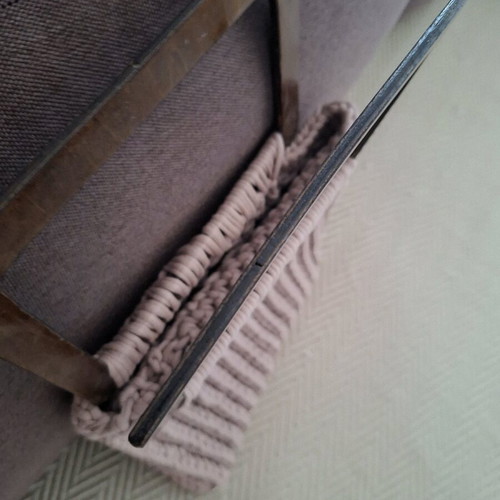 Knitted handmade handbag like new, beige and brown