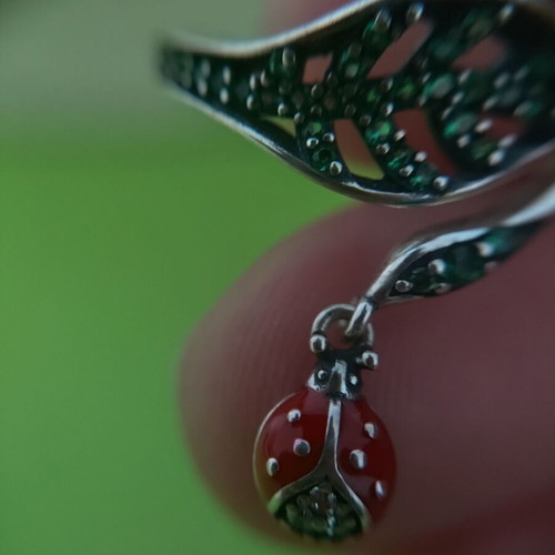 Silver 925 ring resizable with ladybug used, multicolor