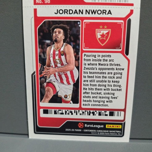 Panini Contenders EuroLeague Game Ticket 2025-26 Jordan Nwora like new