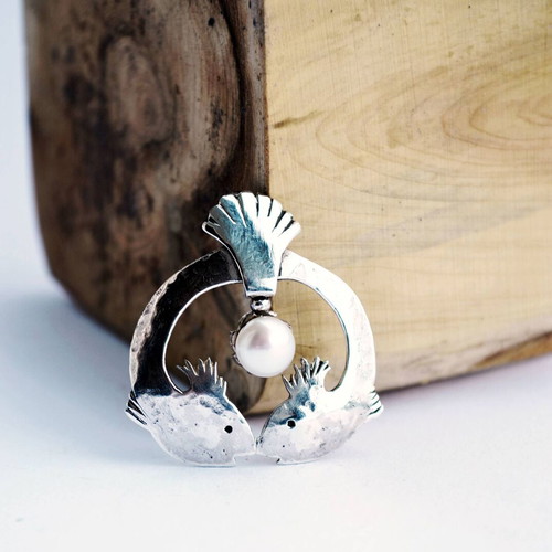 Handmade silver 925 pendant with natural pearl made to order