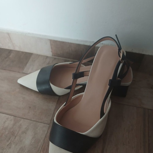 Low heel women's shoes size 37, black and beige