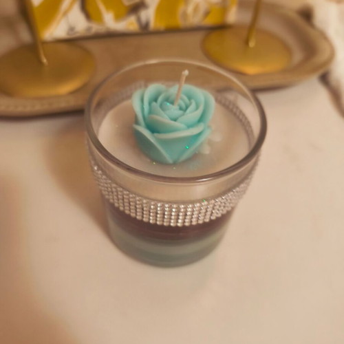 Aromatic handmade candle in glass with rhinestones made to order