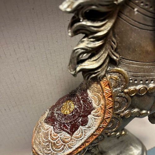 Decorative Fengshui Horse new polyresin silver metallic color
