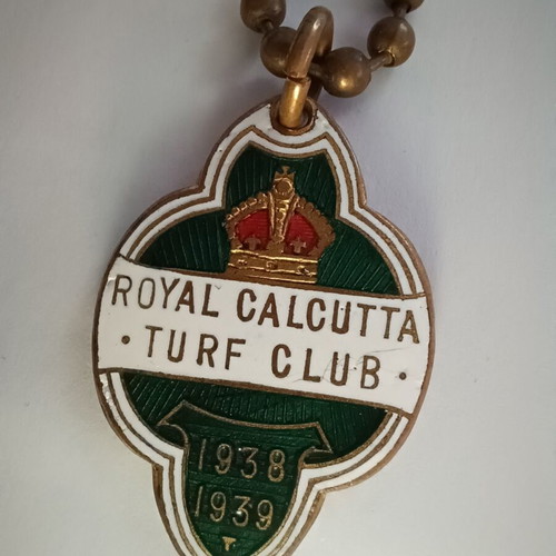 Vintage Royal Calcutta Turf Club Enamel Keychain 1938-1939 Thomas Fattorini