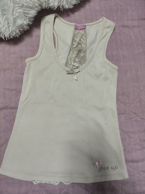 Blouse with rhinestones like new, beige